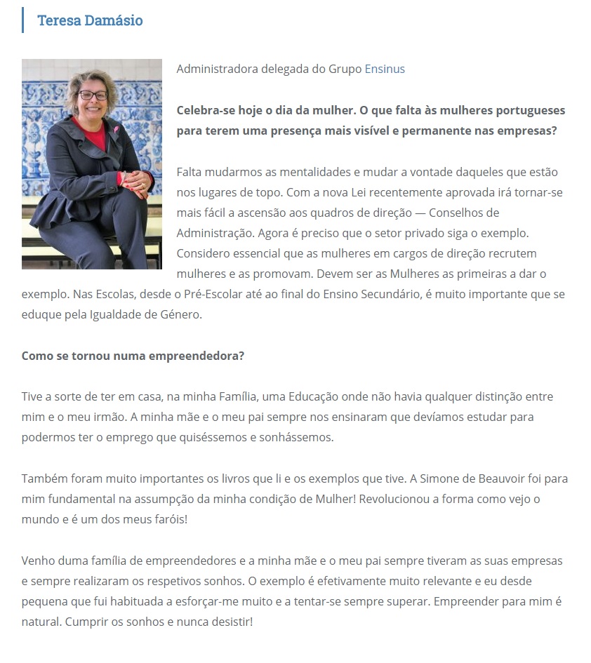 Entrevista Teresa Damásio