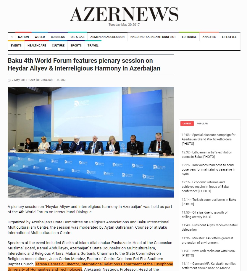 4º Fórum Mundial do Diálogo Intercultural promove sessão plenária no Azerbaijão