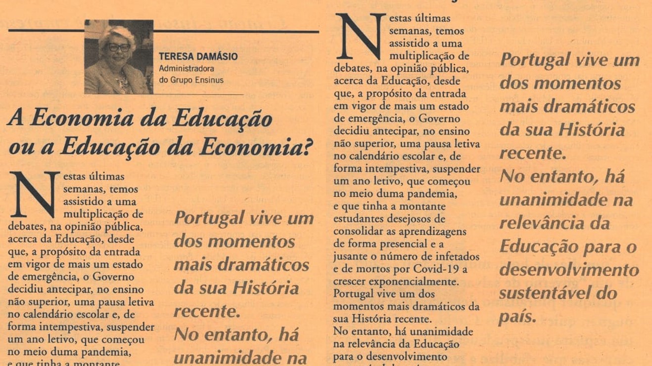 Vida Económica: A economia da educação ou a educação da economia